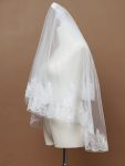 Double Tier Lace Applique Tulle Wedding Bridal Veil – Cream