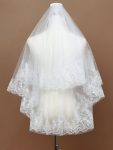 Double Tier Lace Applique Tulle Wedding Bridal Veil – Cream