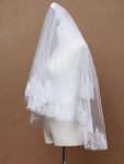 Double Tier Lace Applique Tulle Wedding Bridal Veil – White