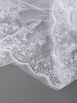 Double Tier Lace Applique Tulle Wedding Bridal Veil – White