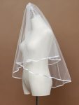 Simple Double-Layered Wedding Veil with Scalloped Edge – Cream