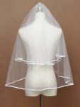 Simple Double-Layered Wedding Veil with Scalloped Edge – Cream