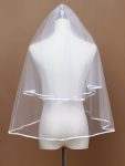 Simple Double-Layered Wedding Veil with Scalloped Edge – White