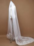 Romantic Wedding Sweep-Train Veil with Sequin Applique – Cream