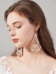 Exquisite Design Imitation Pearl Rhinestone Handmade Earrings – Gold