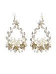 Exquisite Design Imitation Pearl Rhinestone Handmade Earrings – Gold