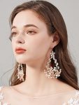 Exquisite Design Imitation Pearl Rhinestone Handmade Earrings – Gold