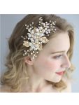 Delicate Handmade Floral Decoration Headwear Pearl Hairpin – Gold