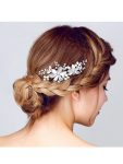 Elegant Handmade Hair Accessories Pearl Rhinestone Hair Comb – White