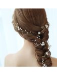 1-meter Long Handmade Pearl Braided Headband High-end Accessories – Gold