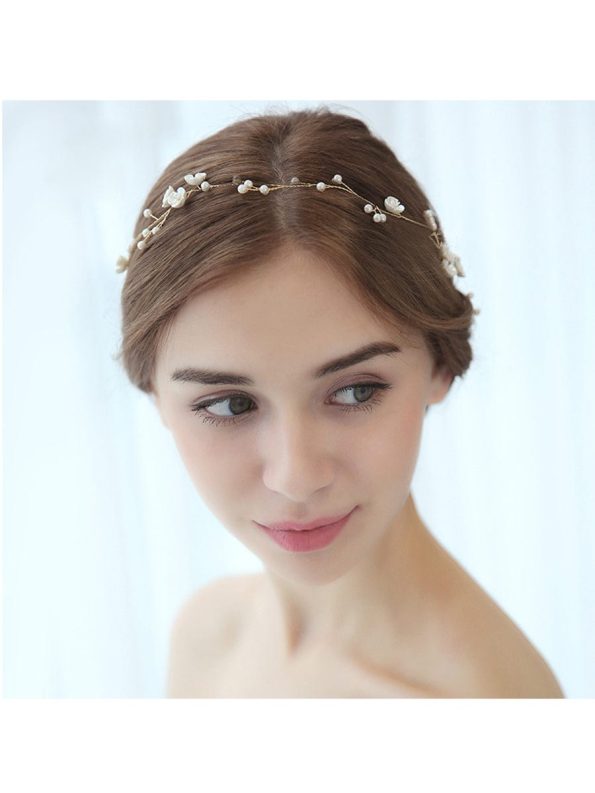 1-meter Long Handmade Pearl Braided Headband High-end Accessories - Gold