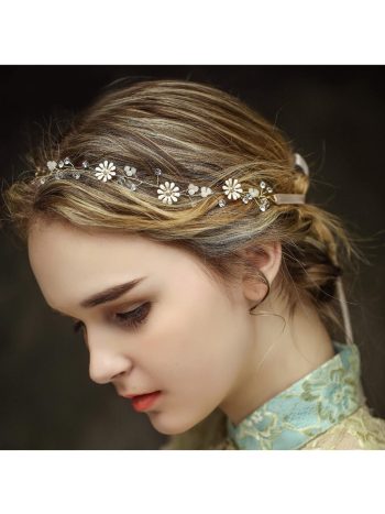 Elegant Rhinestone Daisy Bridal Headwear Wedding Hair Accessories - Gold