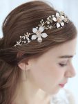 Elegant Gold Flower Headband with Rhinestone - Gold