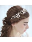 Elegant Gold Flower Headband with Rhinestone – Gold