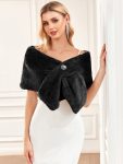 Elegant Faux Fur Shawl – Black