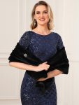 Elegant Faux Fur Shawl – Black