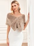 Elegant Faux Fur Shawl - Mushroom