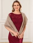 Elegant Faux Fur Shawl – Mushroom