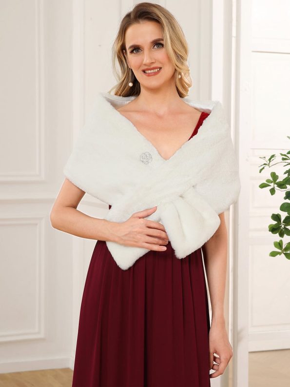 Elegant Faux Fur Shawl - White