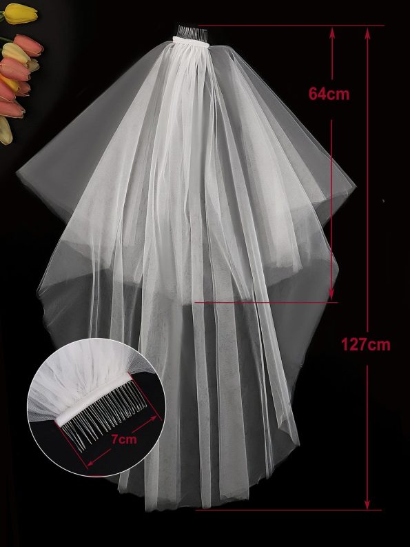 Simple Multi-Tier Tulle Cathedral Bridal Veil - Cream