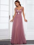 A-line Sequin Off the Shoulder Maxi Tulle Formal Evening Dress – Purple Orchid