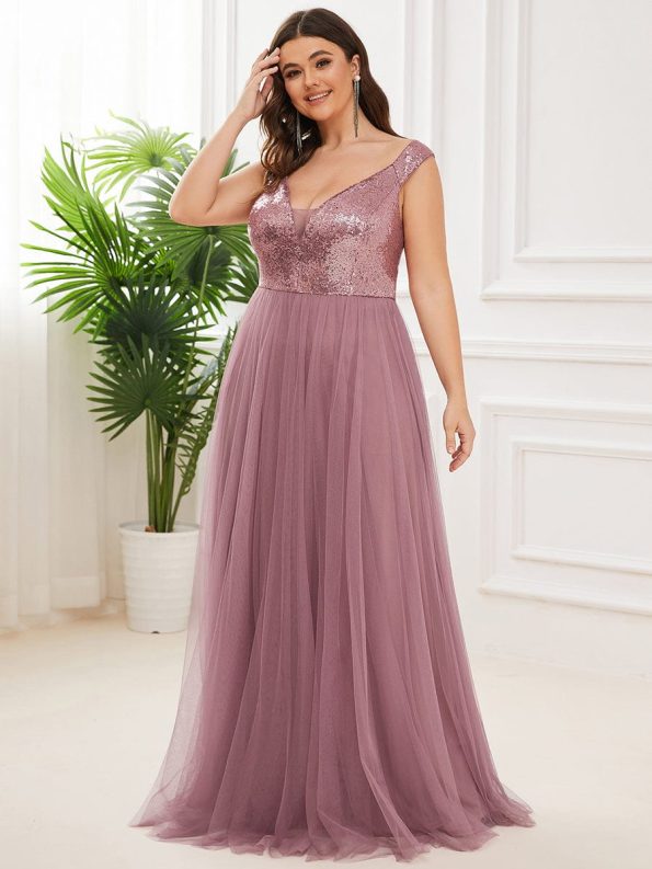 A-line Sequin Off the Shoulder Maxi Tulle Formal Evening Dress - Purple Orchid