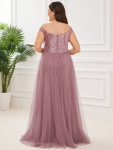 A-line Sequin Off the Shoulder Maxi Tulle Formal Evening Dress – Purple Orchid