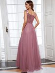 Shiny Sequin Bodice Off the Shoulder Maxi Tulle Evening Dress – Purple Orchid