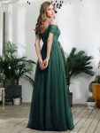 Sequin Bodice Cold Shoulder Floor Length Tulle Bridesmaid Dress – Dark Green