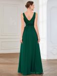 Lace Empire Waist V-Back Sleeveless Chiffon Evening Dress – Dark Green