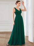 Lace Empire Waist V-Back Sleeveless Chiffon Evening Dress – Dark Green