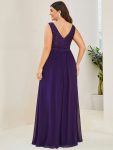 Lace Empire Waist V-Back Sleeveless Chiffon Evening Dress – Dark Purple