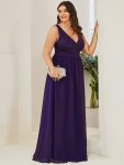 Lace Empire Waist V-Back Sleeveless Chiffon Evening Dress – Dark Purple