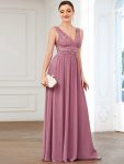 Lace Empire Waist V-Back Sleeveless Chiffon Evening Dress – Purple Orchid