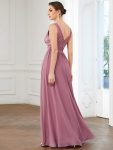 Lace Empire Waist V-Back Sleeveless Chiffon Evening Dress – Purple Orchid