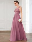 Lace Empire Waist V-Back Sleeveless Chiffon Evening Dress – Purple Orchid