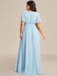 A-Line Pleated Chiffon Tie-Waist Evening Dress – Sky Blue