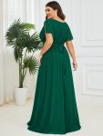 A-Line Pleated Chiffon Tie-Waist Evening Dress – Dark Green