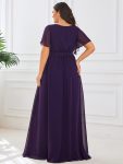 A-Line Pleated Chiffon Tie-Waist Evening Dress – Dark Purple