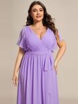 A-Line Pleated Chiffon Tie-Waist Evening Dress – Lavender