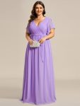 A-Line Pleated Chiffon Tie-Waist Evening Dress – Lavender