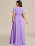 A-Line Pleated Chiffon Tie-Waist Evening Dress – Lavender