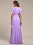 A-Line Pleated Chiffon Tie-Waist Evening Dress – Lavender