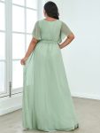 A-Line Pleated Chiffon Tie-Waist Evening Dress – Mint Green