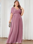 A-Line Pleated Chiffon Tie-Waist Evening Dress – Purple Orchid