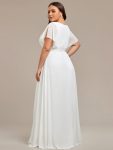 A-Line Pleated Chiffon Tie-Waist Evening Dress – White