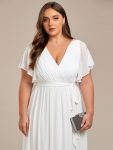 A-Line Pleated Chiffon Tie-Waist Evening Dress – White