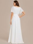 A-Line Pleated Chiffon Tie-Waist Evening Dress – White