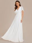 A-Line Pleated Chiffon Tie-Waist Evening Dress – White