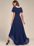 Flowy High-low Chiffon Ruffle Sleeves Bridesmaid Dress – Navy Blue